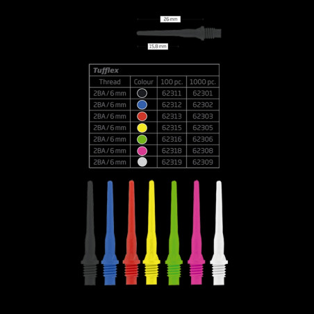 BULL'S Tufflex Soft Tips 6mm(2BA) schwarz 100 Stück