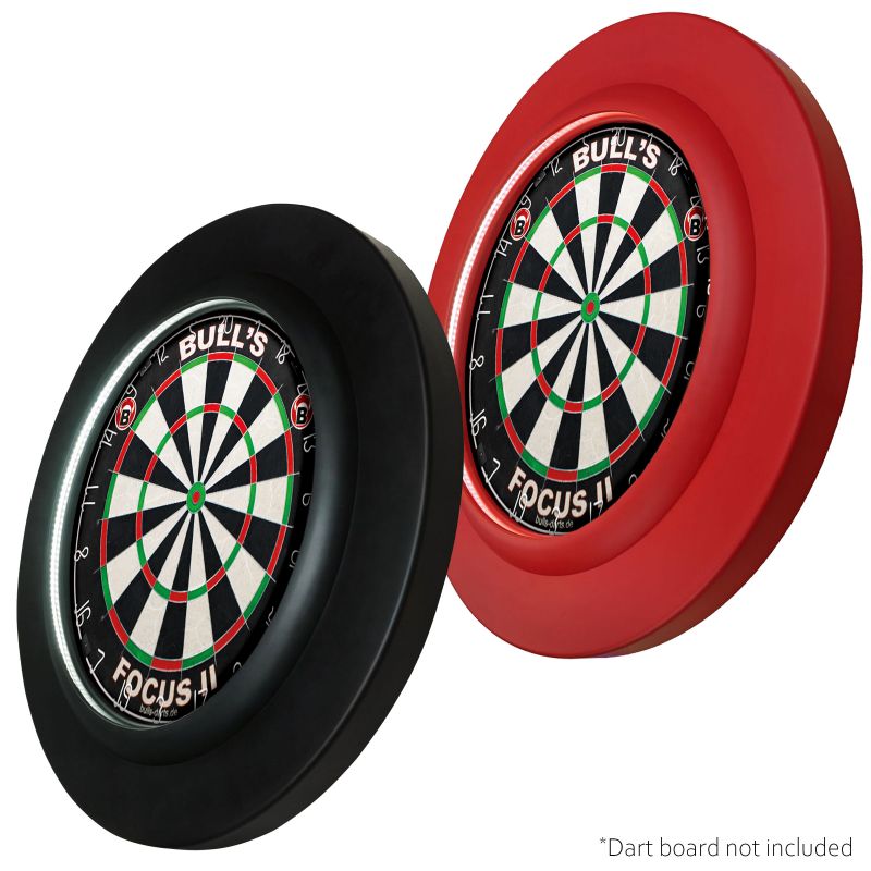 Zwei Dartboard-Surrounds, schwarz und rot, zum Umrahmen eines Dartboards. Dartscheibe nicht enthalten.