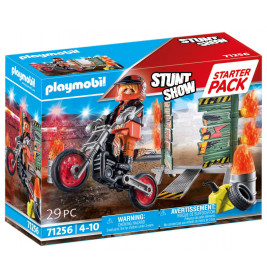 PLAYMOBIL 71256 Starter Pack Stuntshow Motorrad mit Feuerwand