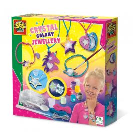 Box des SES Crystal Galaxy Jewellery Kits mit bunten Ketten, Sternmotiven und einem lächelnden Kind auf der Vorderseite.