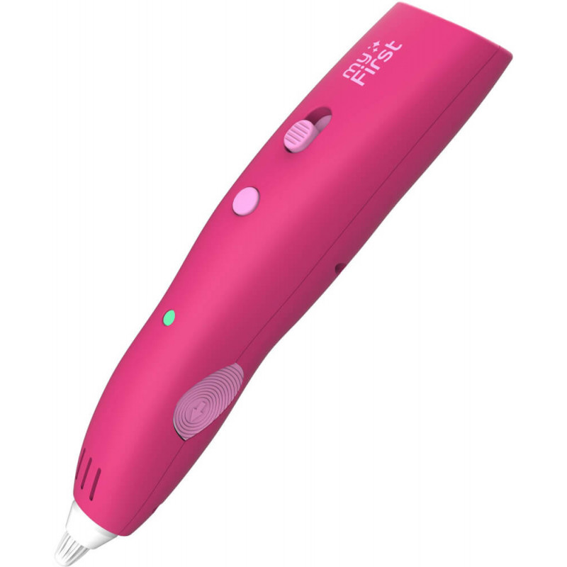 Ein pinker 3D-Druckstift mit Tasten und dem Aufdruck myFirst oben. Ein pinker 3D-Druckstift mit Tasten und dem Aufdruck myFirst oben.