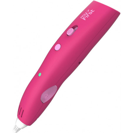 Ein pinker 3D-Druckstift mit Tasten und dem Aufdruck myFirst oben.