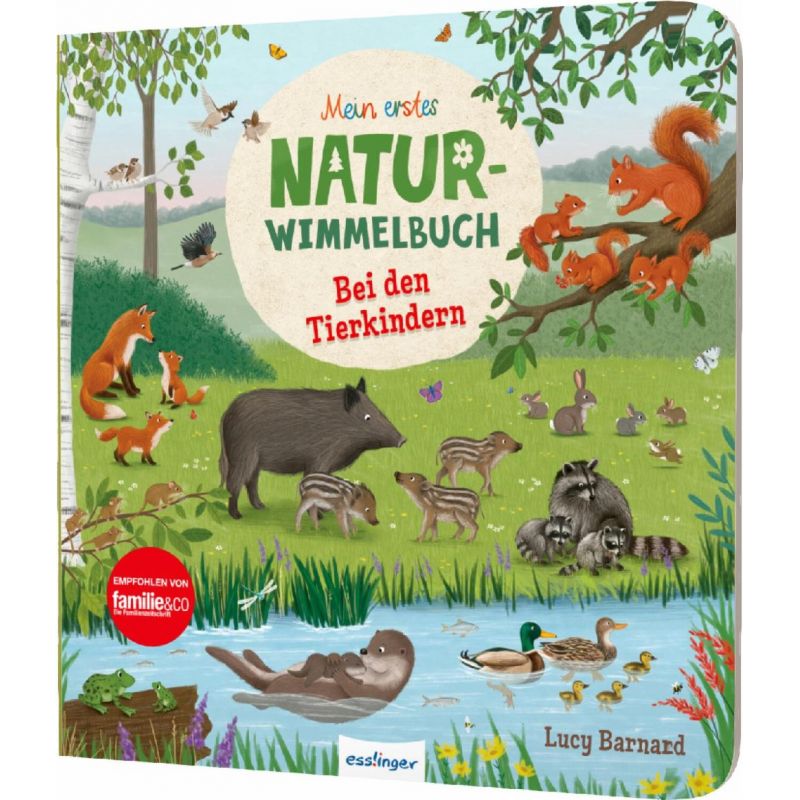 Einband: Mein erstes Natur-Wimmelbuch mit Tierfamilien-Illustrationen in Wald und Wiese.