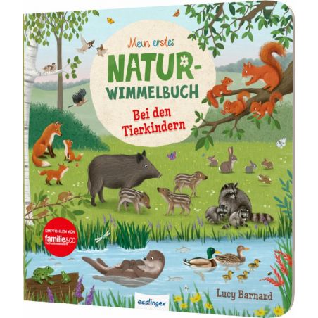 Einband: Mein erstes Natur-Wimmelbuch mit Tierfamilien-Illustrationen in Wald und Wiese.