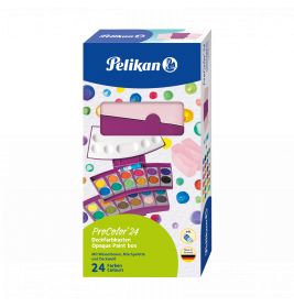 Pelikan ProColor 24 Aquarellkasten mit Palette in bunter Verpackung.