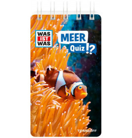Ein Clownfisch schwimmt zwischen Seeanemonen, dazu der Schriftzug: "TESSLOFF WAS IST WAS Quiz Meer ab 8 Jahren".