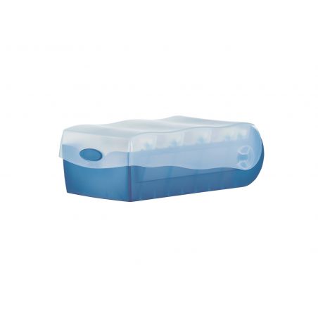 KARTEIBOX CROCO A7, transluzent blau