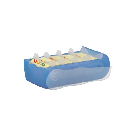 KARTEIBOX CROCO A7, transluzent blau