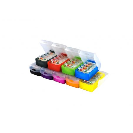 KARTEIBOX CROCO A7, transluzent blau