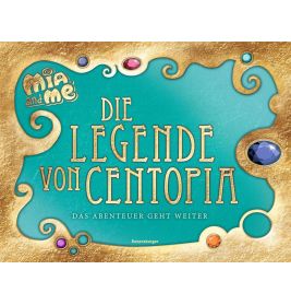 Buchcover mit Edelsteinverzierungen, Goldrand und dem deutschen Titel: Die Legende von Centopia.