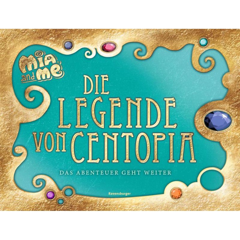 Buchcover mit Edelsteinverzierungen, Goldrand und dem deutschen Titel: Die Legende von Centopia. Buchcover mit Edelsteinverzierungen, Goldrand und dem deutschen Titel: Die Legende von Centopia.