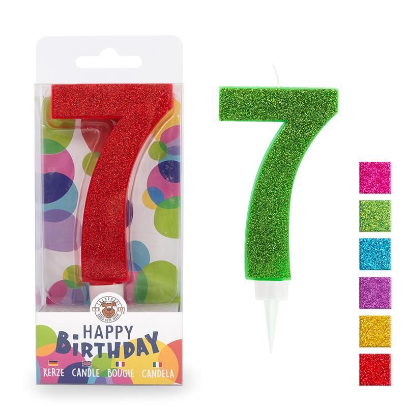 BIRTHDAY FUN Zahlenkerze Glitter 7