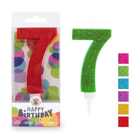 BIRTHDAY FUN Zahlenkerze Glitter 7