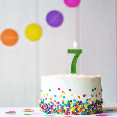 BIRTHDAY FUN Zahlenkerze Glitter 7