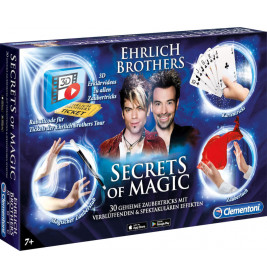 Ehrlich Brothers: Secrets of Magic Zauberkasten mit zwei Männern, Karten, Ringen und weiteren Zauberutensilien.