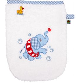 Waschhandschuh Elefant, hellblau Baby Glück