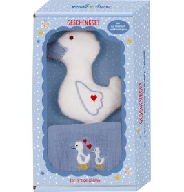 Geschenkset Gans, hellblau - Baby Glück