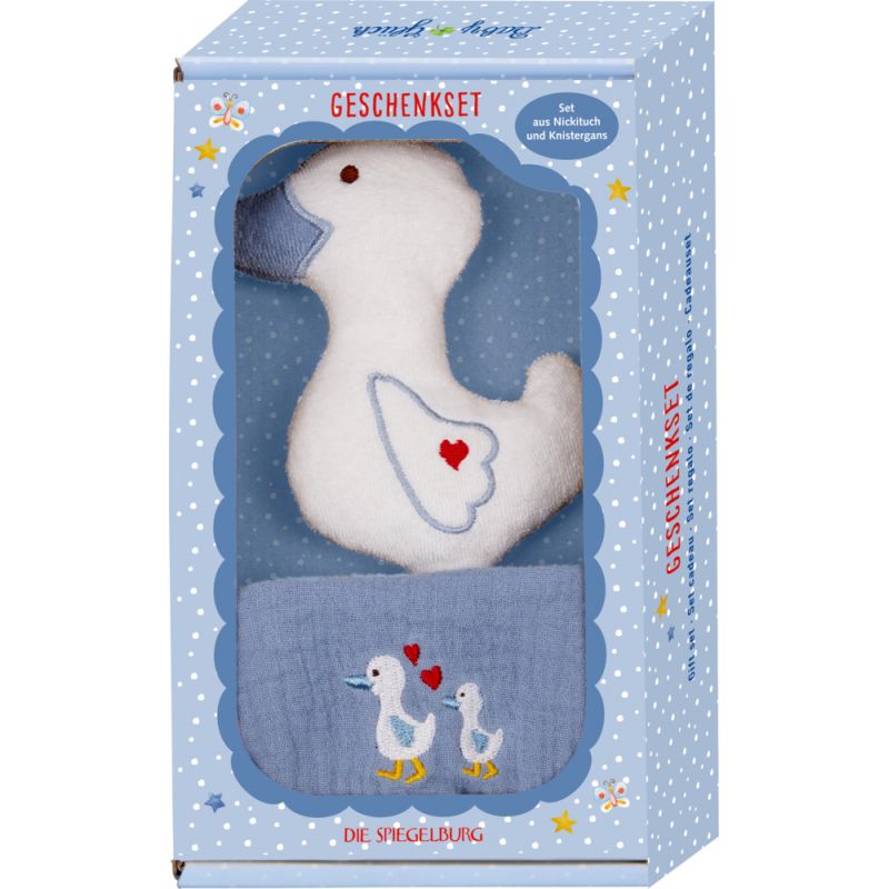 Geschenkset Gans, hellblau - Baby Glück