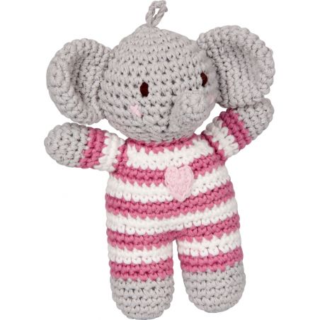 Häkel-Rassel Elefant, rosa - Baby Glück