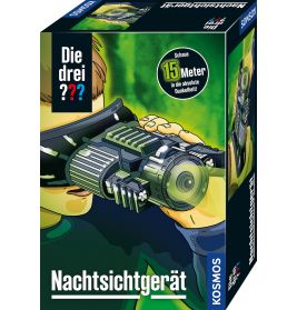 Kind benutzt Nachtsichtgerät deutsche Beschriftung und Angabe 15 Meter Sichtweite auf der Verpackung.