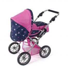 Kombi Puppenwagen Leni Butterfly navy-pink