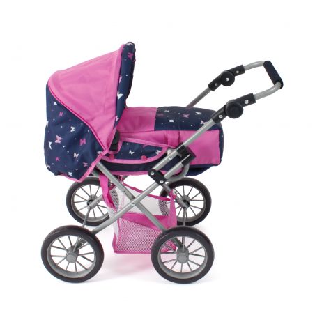 Kombi Puppenwagen Leni Butterfly navy-pink