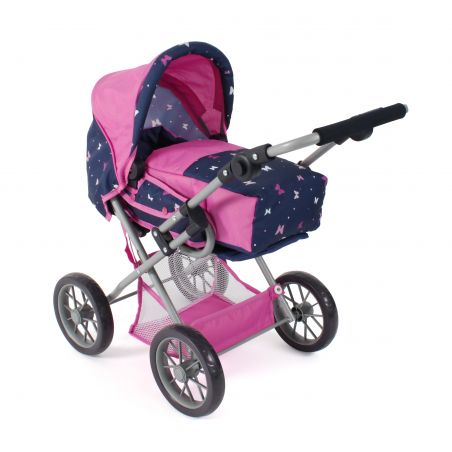 Kombi Puppenwagen Leni Butterfly navy-pink