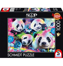 Puzzle Sheena Pike Neon Blumen-Pandas 1000Teile