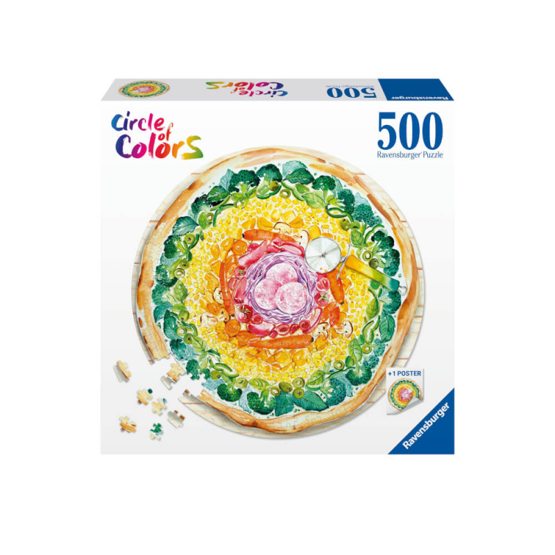 Ravensburger Puzzle 17347 - Circle of Colors Pizza - 500 Teile Rundpuzzle für Erwachsene und Kinder