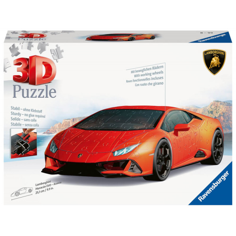 Ravensburger 3D Puzzle 11571 Lamborghini Huracán EVO - Arancio - 108 Teile - Das berühmte Fahrzeug a