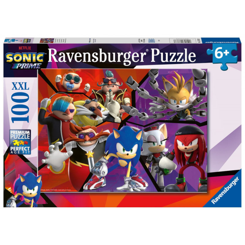 Ravensburger Kinderpuzzle 13383 - Nichts kann Sonic aufhalten - 100 Teile XXL Sonic Prime Puzzle für