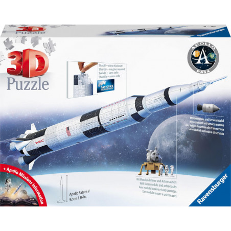 Ravensburger 3D Puzzle 11545 - Apollo Saturn V Rakete - 440 Puzzleteile - Für alle Weltraum Fans ab