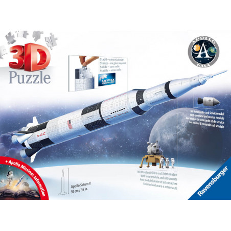 Ravensburger 3D Puzzle 11545 - Apollo Saturn V Rakete - 440 Puzzleteile - Für alle Weltraum Fans ab