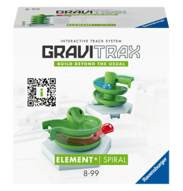 GraviTrax Spiral-Element: Grüne Spirale vor weißem Hintergrund, geeignet für Kinder von 8 bis 99 Jahren.