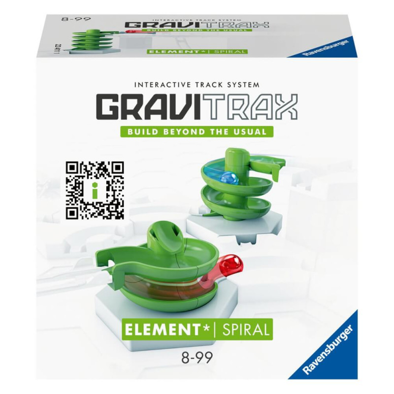 GraviTrax Spiral-Element: Grüne Spirale vor weißem Hintergrund, geeignet für Kinder von 8 bis 99 Jahren. GraviTrax Spiral-Element: Grüne Spirale vor weißem Hintergrund, geeignet für Kinder von 8 bis 99 Jahren.