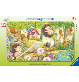 Ravensburger Kinderpuzzle - 05661 Lustige Gartentiere - 15 Teile Rahmenpuzzle für Kinder ab 3 Jahren