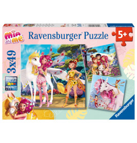 Ravensburger Mia and Me Puzzlebox mit farbenfroher Fee, Einhorn und Fantasiefiguren auf dem Cover.
