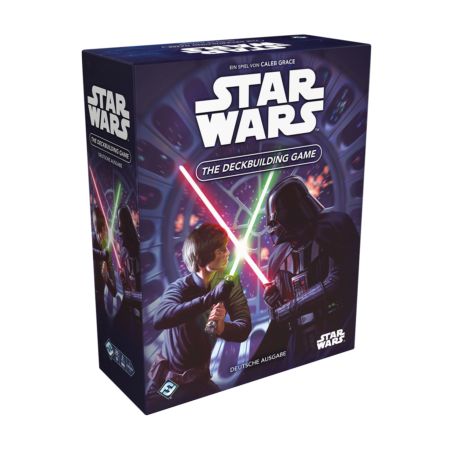 Box von Star Wars: The Deckbuilding Game mit Luke Skywalker und Darth Vader, deren Lichtschwerter sich kreuzen.