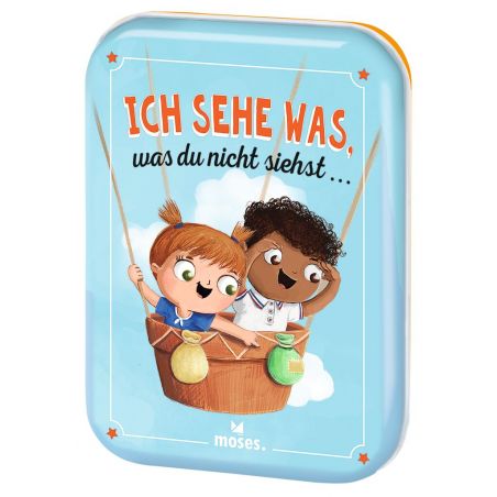 Zwei Kinder im Heißluftballon mit Ich sehe was, was du nicht siehst... - moses Kartenspiel ab 4 Jahren.