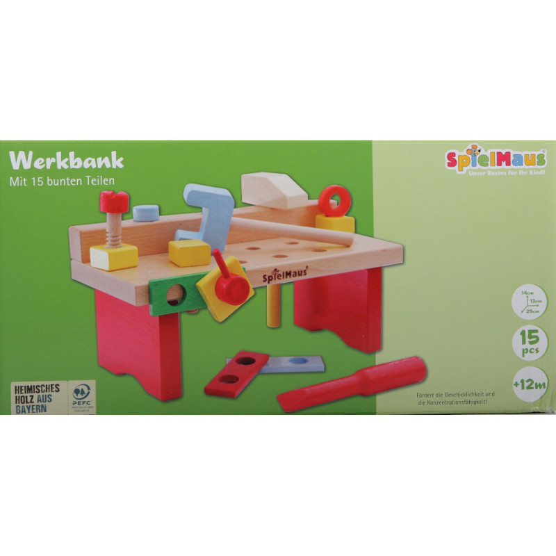 Holz-Werkbank-Set mit buntem Werkzeug, für Kinder ab 12 Monaten geeignet, enthält insgesamt 15 Teile. Holz-Werkbank-Set mit buntem Werkzeug, für Kinder ab 12 Monaten geeignet, enthält insgesamt 15 Teile.