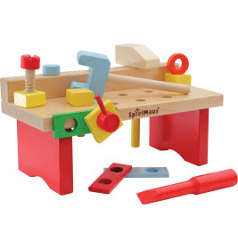 SpielMaus Holz Werkbank 15-teilig, 29 x 14 x 13 cm