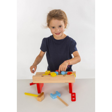 SpielMaus Holz Werkbank 15-teilig, 29 x 14 x 13 cm