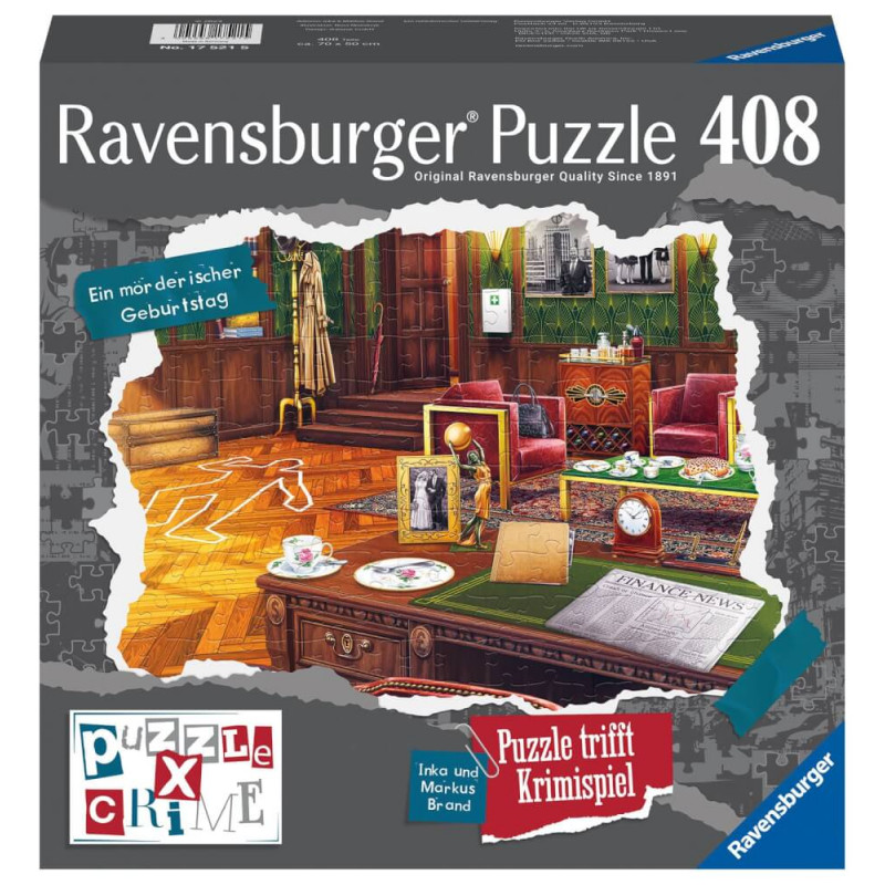 Ravensburger Puzzle X Crime - Ein mörderischer Geburtstag - 406 Teile Puzzle-Krimispiel für 1-4 Spie