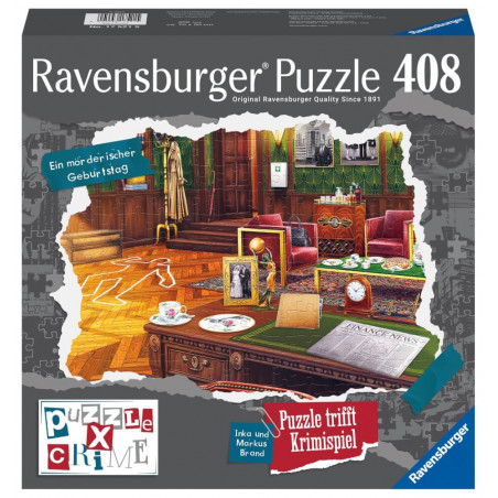 Ravensburger Puzzle X Crime - Ein mörderischer Geburtstag - 406 Teile Puzzle-Krimispiel für 1-4 Spie