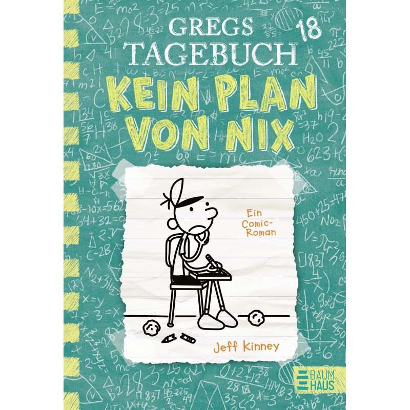 Buchcover von Gregs Tagebuch 18: Cartoon-Junge sitzt am Schreibtisch und wirkt ratlos. Buchcover von Gregs Tagebuch 18: Cartoon-Junge sitzt am Schreibtisch und wirkt ratlos.