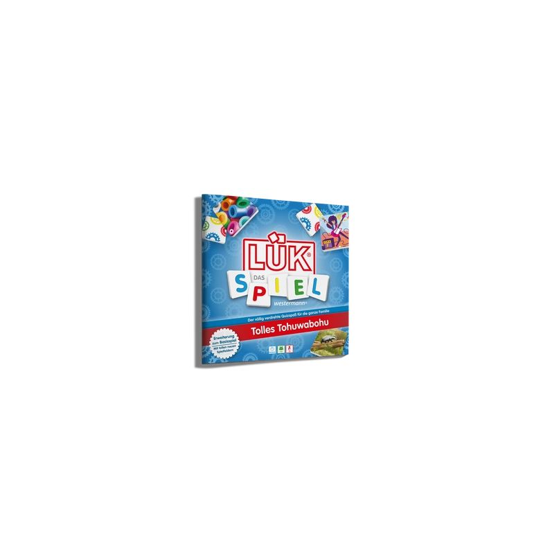 Blaue LÜK Die Spiel-Box mit bunten Formen und deutscher Aufschrift auf dem Deckel. Blaue LÜK Die Spiel-Box mit bunten Formen und deutscher Aufschrift auf dem Deckel.