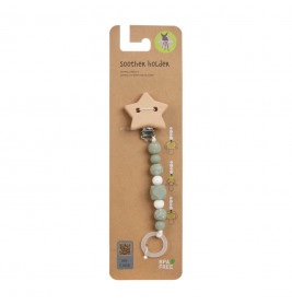 Soother Holder Wood/Silicone Little Universe Star olive