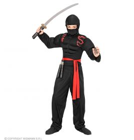 Super Muskel Ninja Muskelshirt m. Kapuze, 128cm