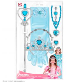 Prinzessin-Set (Tiara Handschuhe,Halskette,Ohr.)