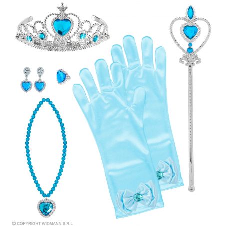 Prinzessin-Set (Tiara Handschuhe,Halskette, Ohr.)